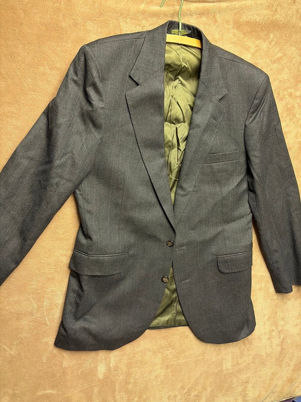 VTG Brooke & Deane Blazer Mens 42 R Gray Wool Sport Coat Jacket 21.5 Pit to Pit
